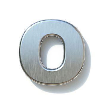 Brushed metal font Letter O 3D render illustration isolated on white background