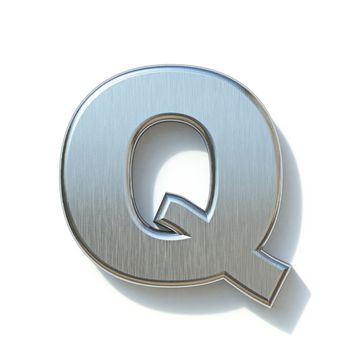 Brushed metal font Letter Q 3D render illustration isolated on white background