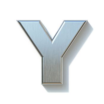 Brushed metal font Letter Y 3D render illustration isolated on white background