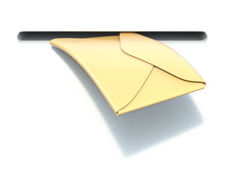 Incoming letter 3D rendering illustration isolated on white background