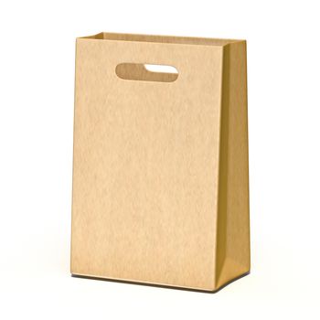 Brown paper carry bag 3D render illustration isolated on white background