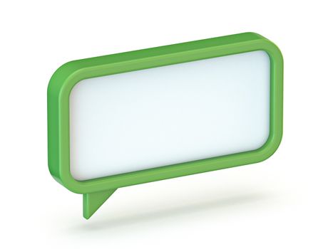 Green speech bubble Rectangle shape 3D render illustration isolated on white background