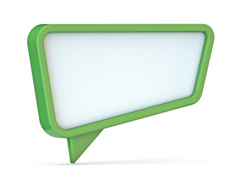 Green speech bubble Trapezoid shape 3D render illustration isolated on white background