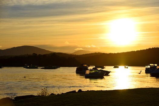 The sun setting in Batemans Bay, NSW, Australia