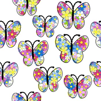 Floral pattern butterfly seamless pattern