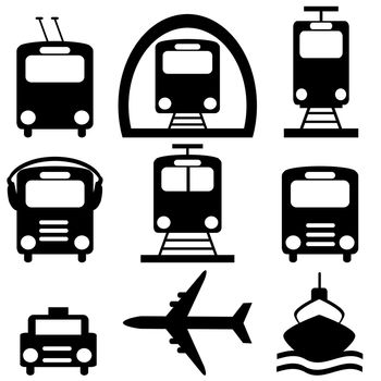 Collection of city transportation pictograms