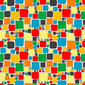 Colorful seamless with doodles squares