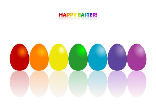 Easter greeting card with rainbow colors eggs