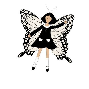 Butterfly girl abstract illustration on white background