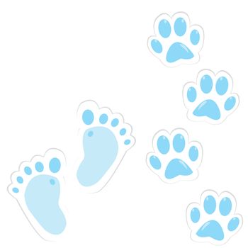 Cute babyboy footprint and paws