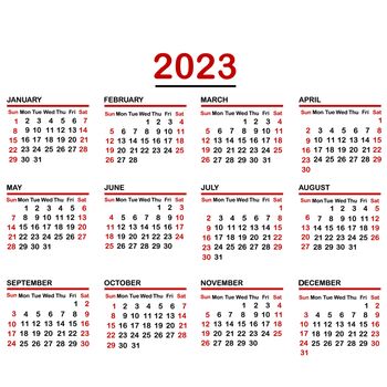 Minimalist calendar of year 2023