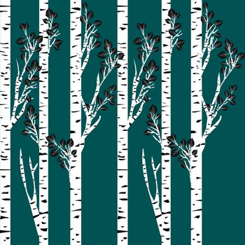 Birch trees with leaves background