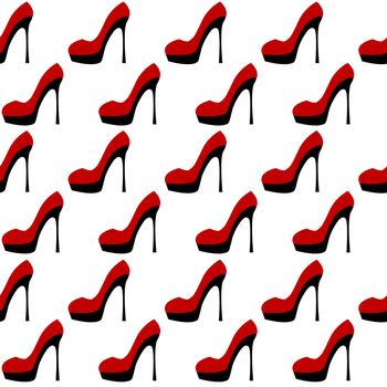 Red shoes with high heels seamless background