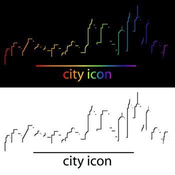 Set of modern city skyline icon