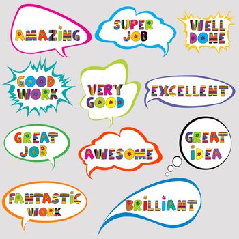 Set of speech bubbles with positive slogans