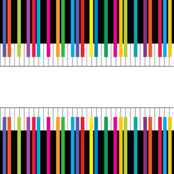 Abstract musical poster with colored piano keys
