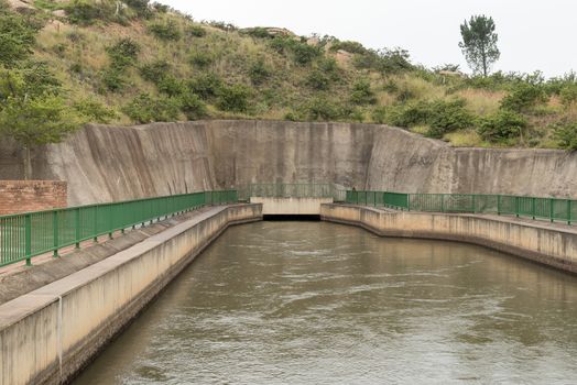 Water from the Katse dam flowing out of the tunnel at the Ash River outfall near Clarens