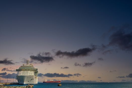 White Luxury Cruise Ship Docked at St Croix