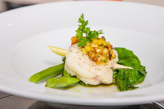 lifestyle cook presenting food in a white plate