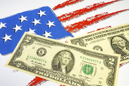 close up US dollar banknotes on background.
