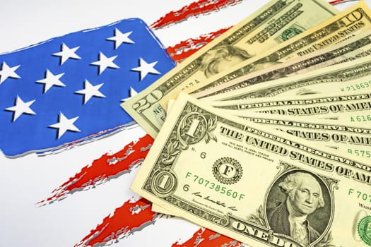 close up US dollar banknotes on background.
