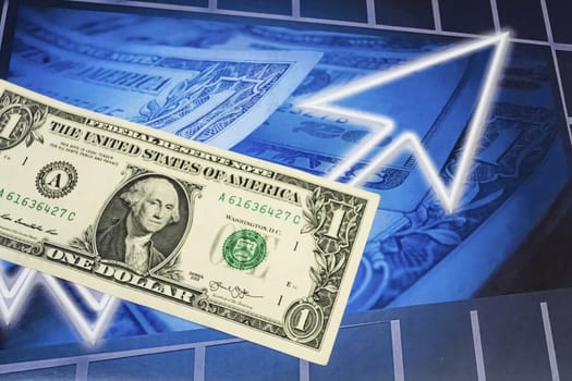 close up US dollar banknotes on background.
