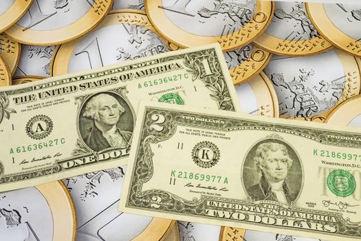 close up US dollar banknotes on background.