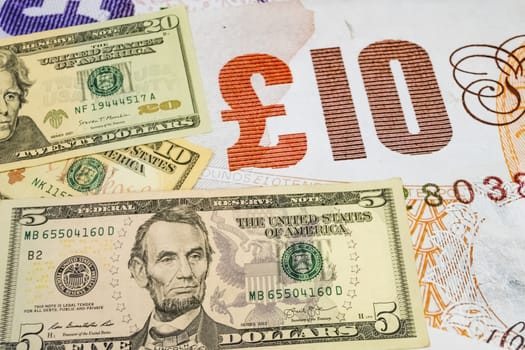 close up US dollar banknotes on background.