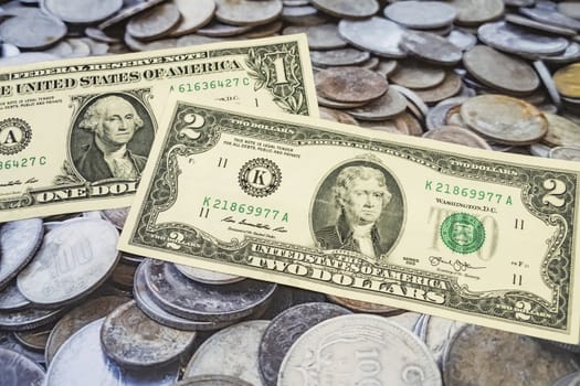 close up US dollar banknotes on background.