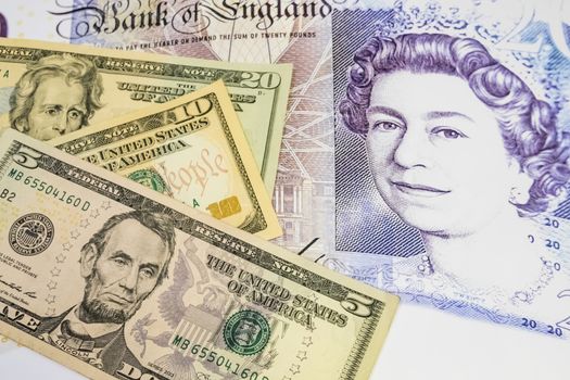 close up US dollar banknotes on background.