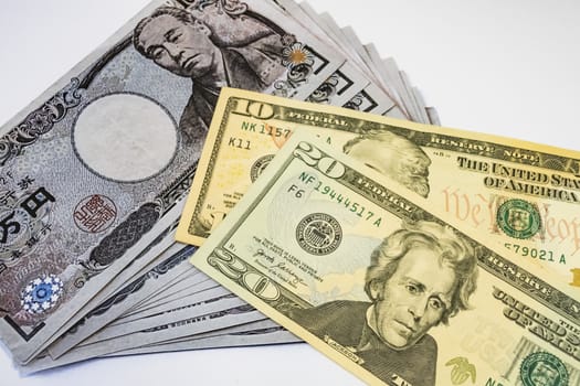 close up US dollar banknotes on background.
