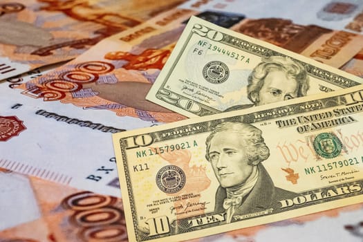 close up US dollar banknotes on background.