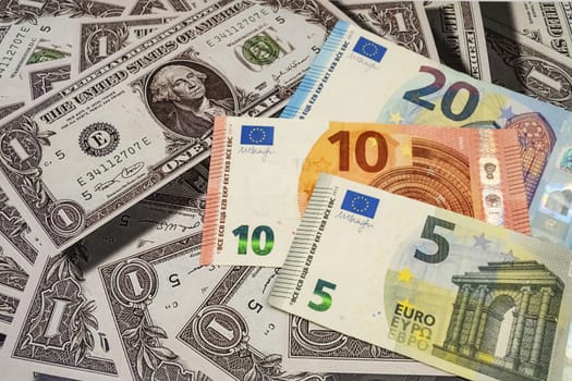 close up euro banknotes on background