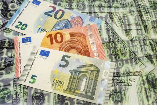 close up euro banknotes on background