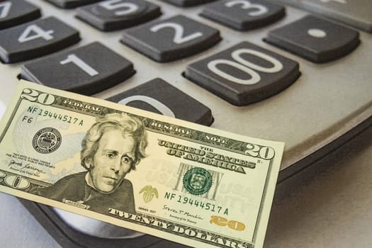 close up US dollar banknotes on background.