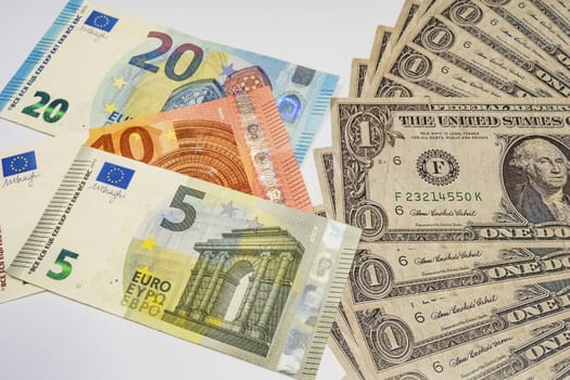 close up euro banknotes on background