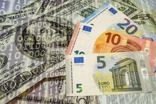close up euro banknotes on background