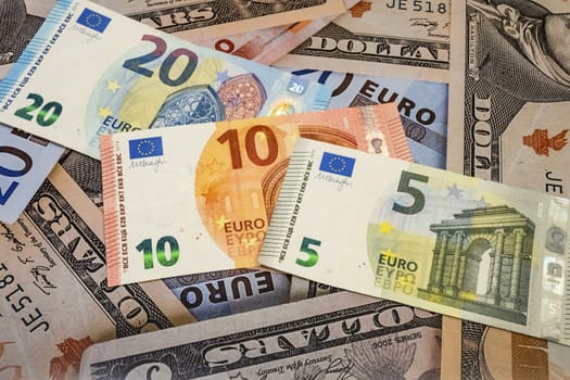 close up euro banknotes on background