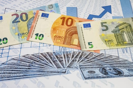 close up euro banknotes on background