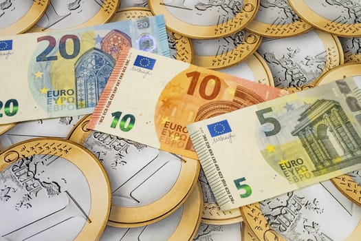 close up euro banknotes on background