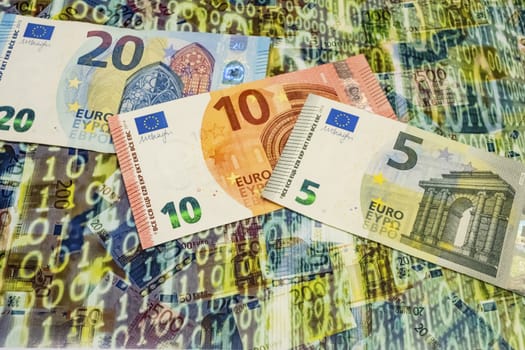 close up euro banknotes on background