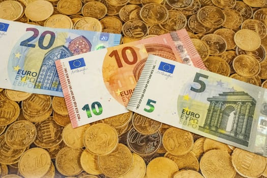 close up euro banknotes on background