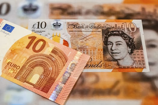 close up euro banknotes on background