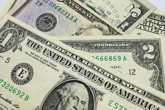 close up US dollar banknotes on background.
