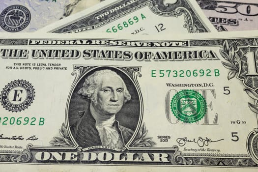close up US dollar banknotes on background.