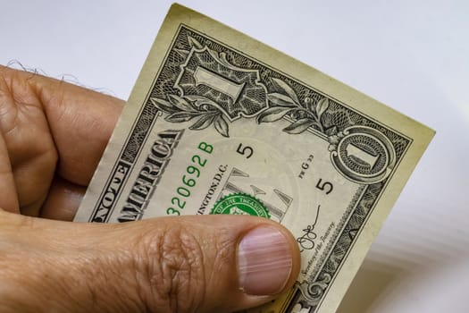 close up US dollar banknotes on background.