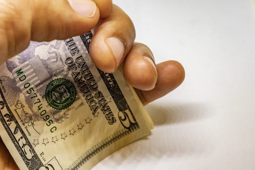 close up US dollar banknotes on background.