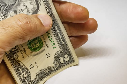 close up US dollar banknotes on background.