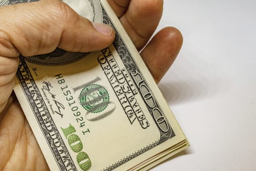close up US dollar banknotes on background.
