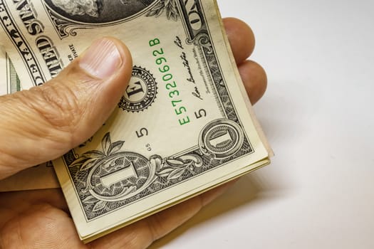 close up US dollar banknotes on background.